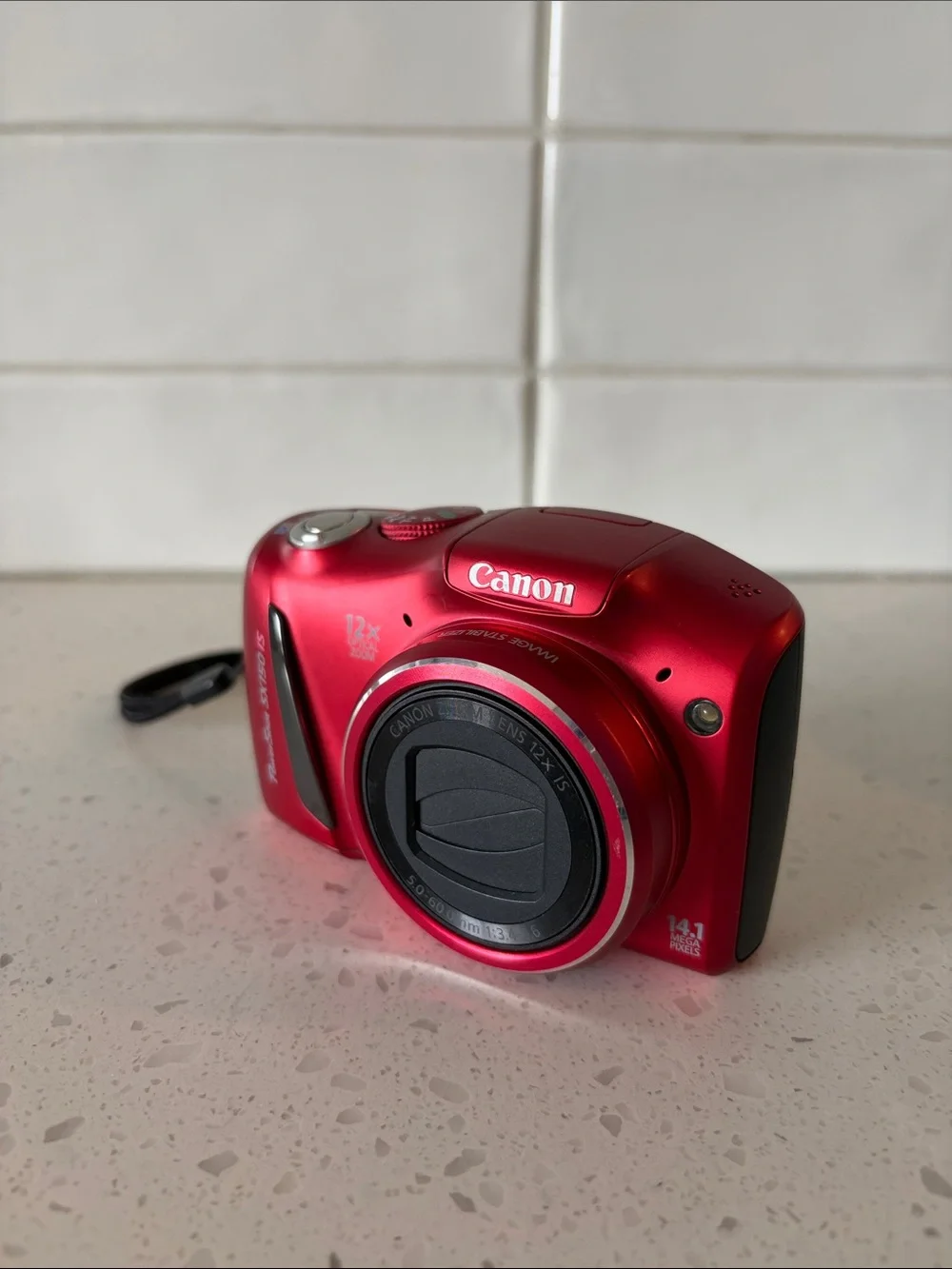 Canon PowerShot SX150 IS Red Compact Digital Camera with Wrist Strap